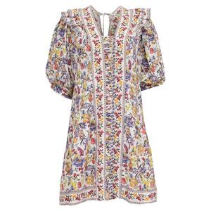 Farm Rio Greek Garden Printed Mini Dress in Multicolor Linen